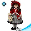 Hot selling wholesale cute 18 inch american doll red dress with teddy bear porcelain faces doll