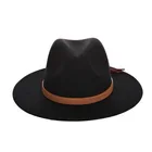 Trend Solid Color Men Women Wool Felt Panama Hat Fedora Caps Leather Band Snake pattern black Fedoras