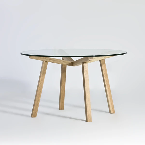 TL077 A Wholesale 12' 15' 19'mm glass top Solid timber base Sean Dix Antonello wooden round dinning table