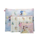 Genuine Disney Beauty and the Beast Colorful Cosmetic Bags 3 in 1 PU Travel Storage Bag Set