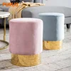European style gold metal frame bule pink fabric small stool sofa chairs