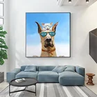 Funny cat and dog friendship pop art hand painted oil painting animal canvas painting wall decor for kids baby room