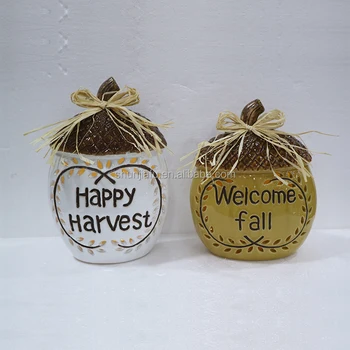 harvest festival tabletop decoration ceramic ornaments with led