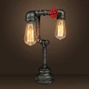 Industrial iron metal pipe table lamp led table light indoor decorative hand made lights