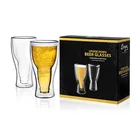 450ml 15oz Double Wall Glass Tea Drinking Beer Cup Fashioned Whiskey Glasses