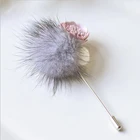 Unique Design Hat Sweater brooch pins Jewelry New Women fur ball Brooch Fashion Leather Pink Flower Mink Pin Brooch