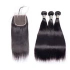 Sunlight 9A grade virgin hair bundles wholesale Malaysian cheap Human Straight Hair weave with Lace Closure