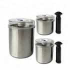 LFGB food storage container beans vacuum date tracking sealed pot and pump airtight stainless steel coffee canister