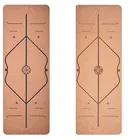 manufacturer cork product set natural cork rubber Yoga mat with aline for gym exercise fitness