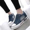 Fashion Thickened Denim Casual High Heel Shoes Women Shoestring Canvas Shoes