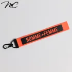 Custom high quality Silkscreen Brand Logo Orange Nylon Wrist Brand Key Holder keychain in chains wholesales