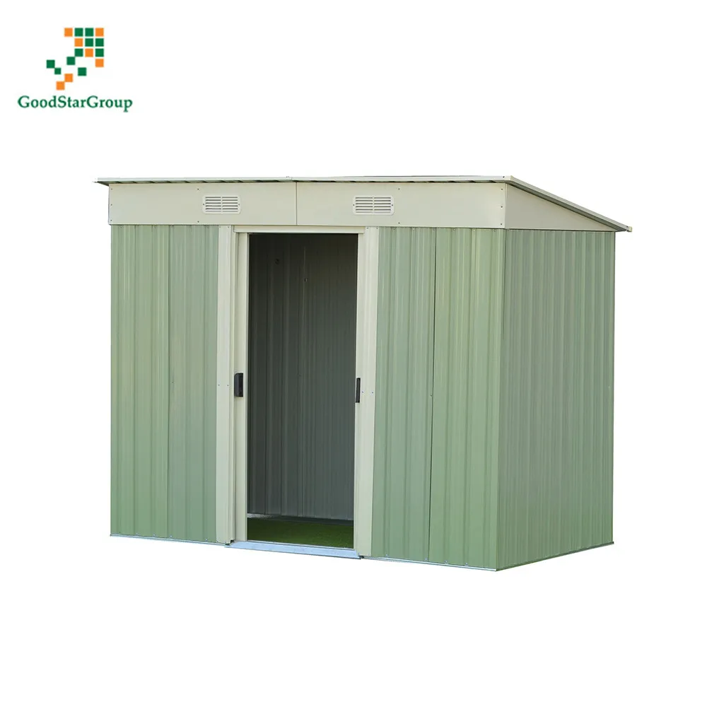 garden shed, metal storage shed with flat roof or gable roof