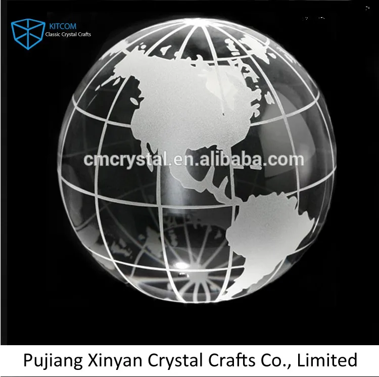 crystal ball with world map sandblast for wedding and home