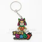 Soft pvc vinyl rubber eva silicone key chain souvenir key ring with customized logo or QR code