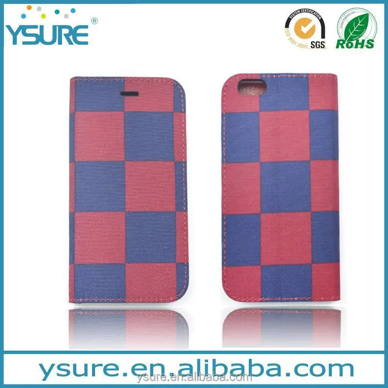 RedBlue Chess Pattern Fabric Book Style Leather Phone Case For Nokia Lumia 1030 with PVC ID and credit card slots