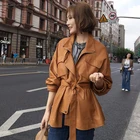 ladies fashion Genuine or pu leather jacket autumn warm casual leather jacket women with belt