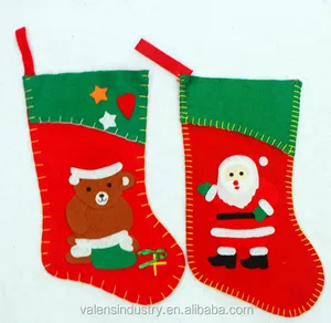 fabric wall hanging red felt santa claus christmas stocking with