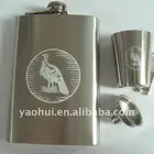 stainless steel hip flask, shot glass and funnel set