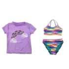 ODM/OEM 3 pcs beach wear unti-UV spandex girls swimwear swimsuit kids children girl bikini for child