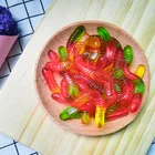 FDA multi-color oil coated worms gummy candy