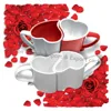 Heart shape ceramic couple mug,WHITE RED heart love ROMANTIC VALENTINE 2 CERAMIC COFFEE TEA MUGS
