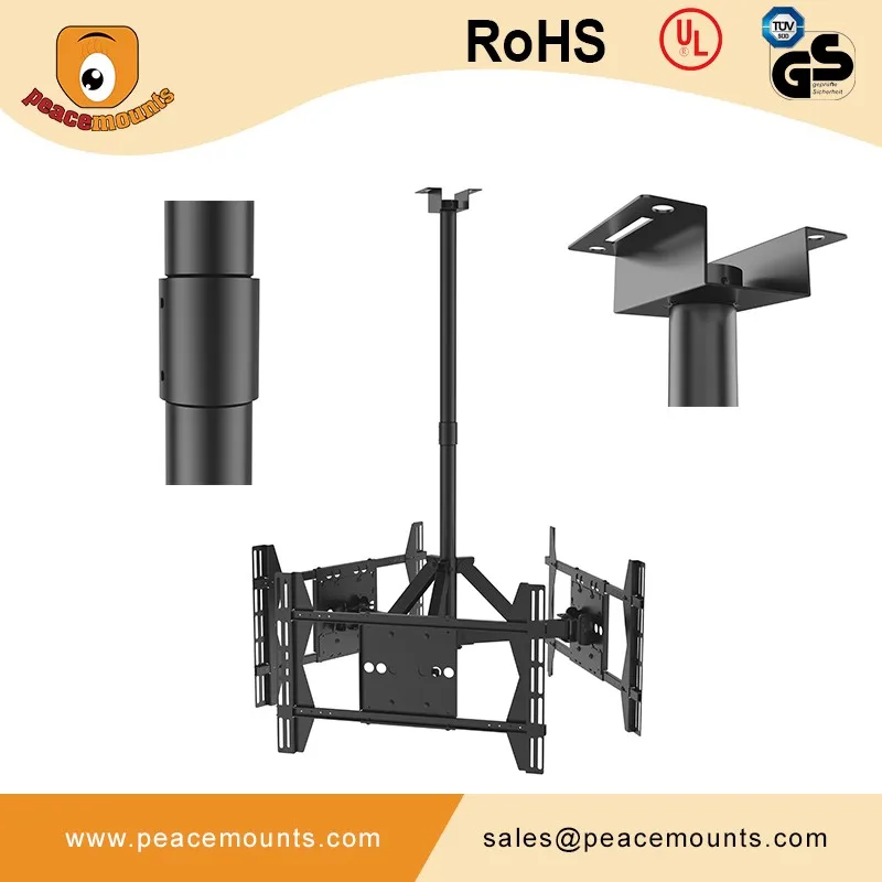 PRT63 3-Screens Adjustable Tilt TV Ceiling Bracket Mount With Max Load 125 lbs