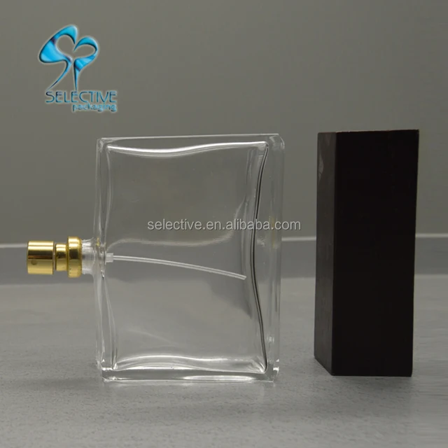 square glass perfume refill bottle bamboo lids