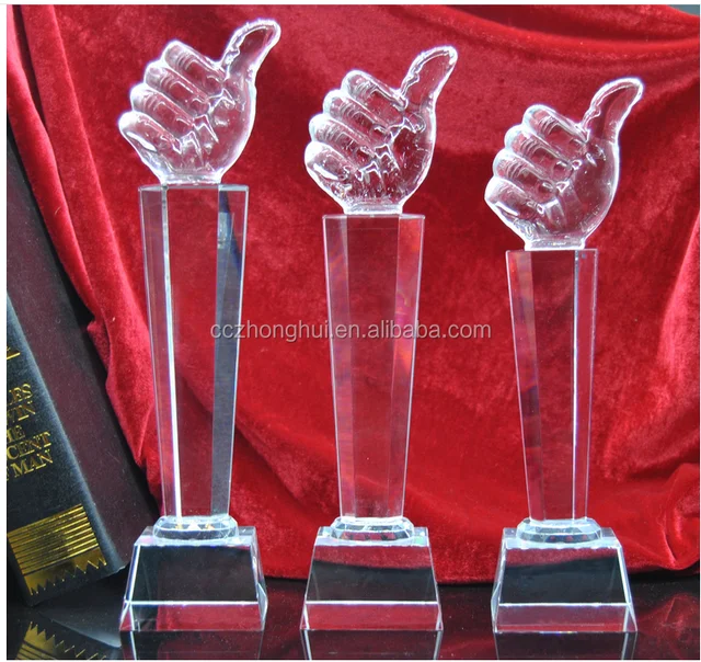 the thumb crystal trophy for business gift