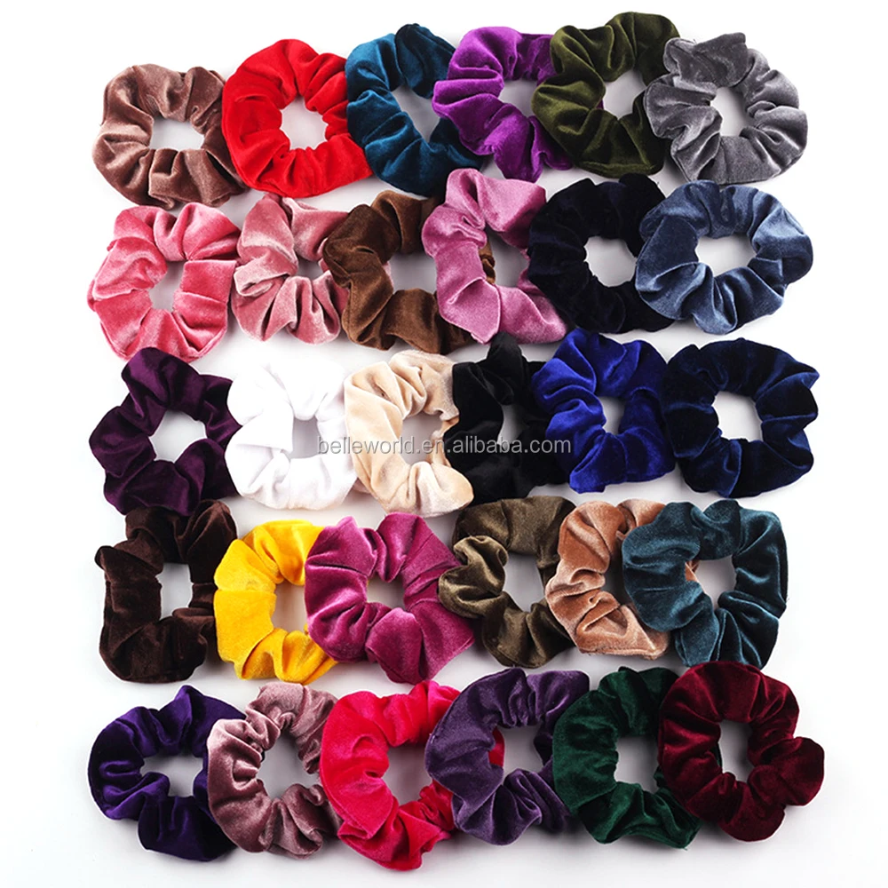 Factory Price Romantic Purple Crushed Velvet Fabric Hair Ties