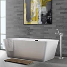 Aifol 59 Inch Square Shape Soaking Free standing Bath Tub Deep Acrylic Bathtub