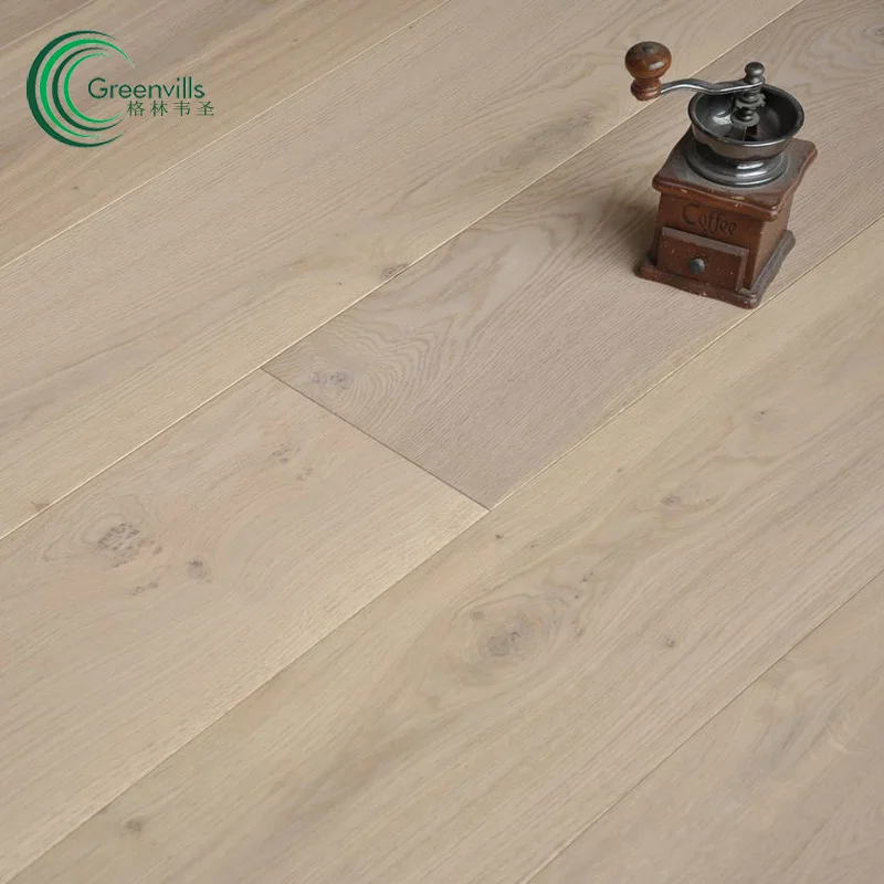 Big Plank White Oak Engineered Wood Floor Natural Light Gray Color