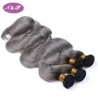 N&F Cheap Price Malaysian Virgin Remy Human Hair 1b Grey Straight Hair Weaving Bundles