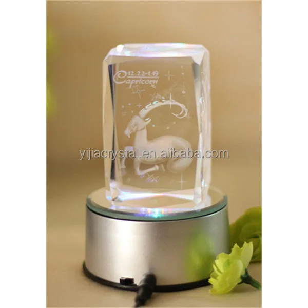 hot sale souvenir glass blocks/cubes gift 3d laser sheep goat