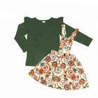 Christmas girls fashion party strap dress clothes sets cute floral baby clothes long sleeves children sets