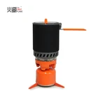 outdoor camping aluminum pot with mini gas stove/ aluminum pot with folding handle