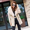 Winter Women's Vintage Hand Stitched Pea Coat Long Double Side Sheepskin Leather Jackets With Fox Fur Collar