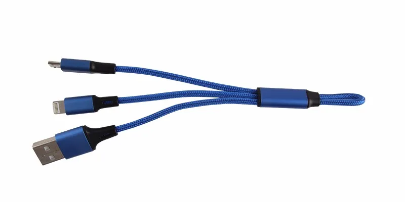 BSCI Shenzhen Factory 3 in 1 Flat usb charger cable android, Type C - ANKUX.COM