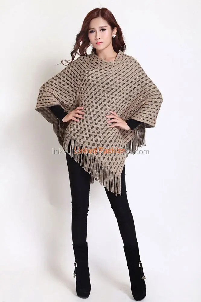 2015 2016 Aztec Pattern Knit Ladies Womens Long Fashion Sweater Poncho Woman ...
