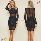 2018 Alibaba Custom New Style Summer Women Sexy Dress Black Bodycon lady Clothing