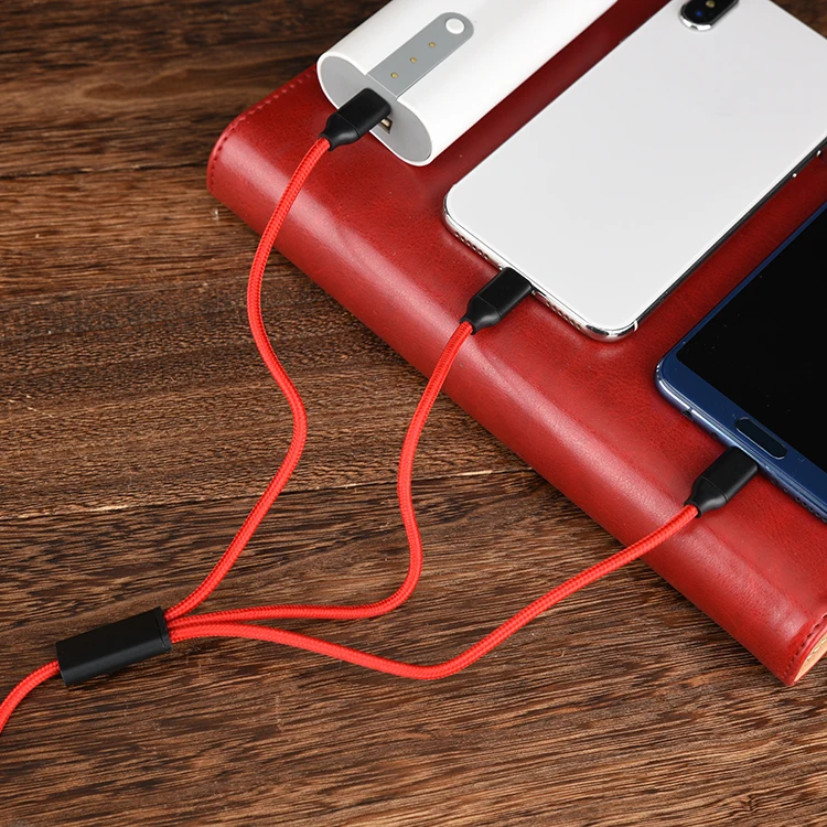 Wholesale Price Nylon Braided Colored 3 IN 1 Universal Mobile Charger Heads USB Cables for Phones - ANKUX.COM