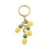 High Quality Fruit Style And Handbag Decoration Use Custom Enamel Metal Pineapple Multi Charm Keychain For Bag