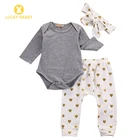 Grey And White Baby Newborn Clothes Three-Piece Outfit Baby Newborn Girl Jumpsuit Romper Matching Sets