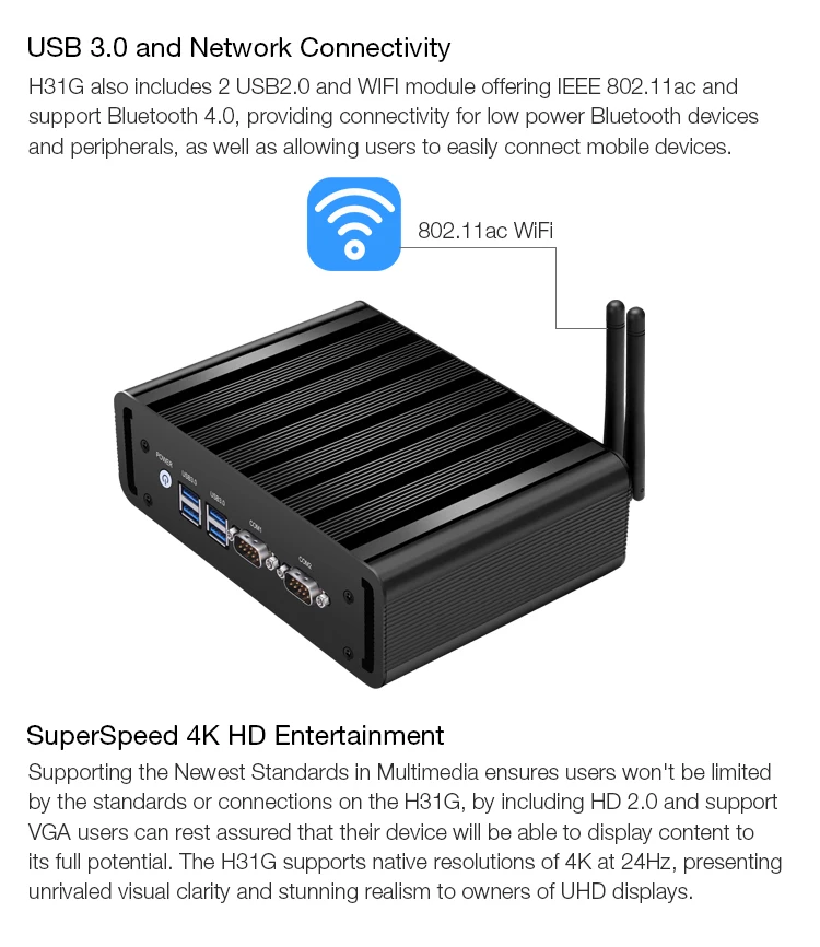 Industrial Mini PC with Intel Core i5-5200U Processor DDR3L RAM and mSATA SSD Barebone System Computer