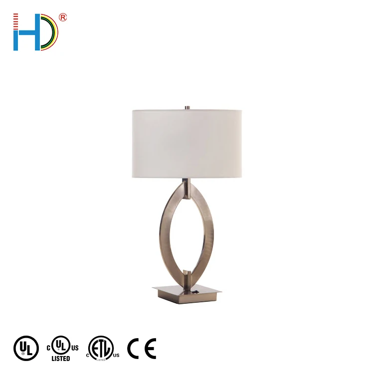 Ultra Luxury Modern Hotel Bedside Hall Satin Nickel Metal Table Lamp