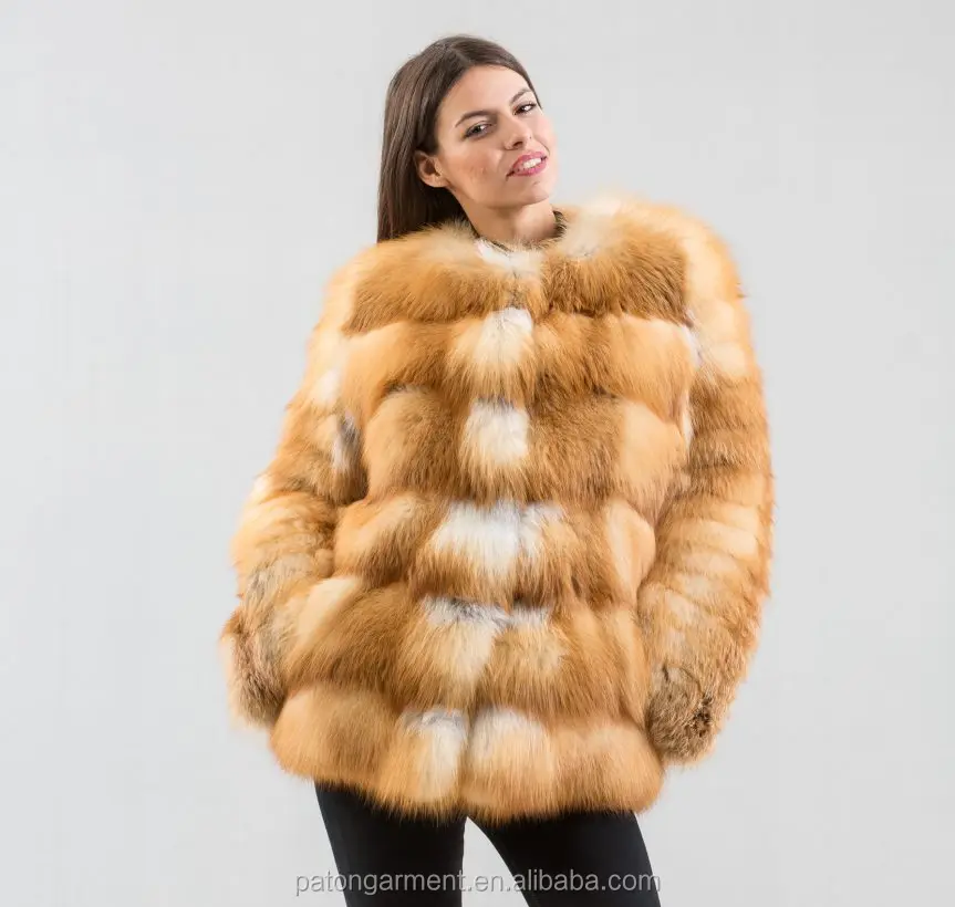 Di alta qualità artigianale Canadese red fox fur coat jacket women