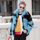 Hot sale lamb leather shelling and genuine shearing sheep fur coat with button