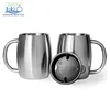 Stainless Steel 14Oz Double Wall Insulated beer cup 420ml Coffee Tea Beer mug Set of 2 with Bonus Lids 14oz travel tumbler