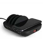 Hot sale Multiple 5-port mobile phone qc3.0 charging docking station with wireless charger power bank