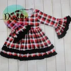 Dolike top selling clothing fancy color baby ruffle dress smocked children fall winter dresses wholesale