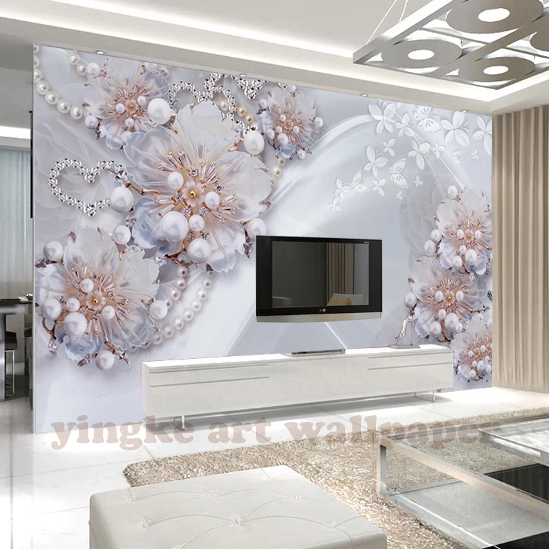 Wohnzimmer schlafzimmer dekoriert 3D tapete Luxus Diamant Blume 3d top grade exquisite Schmuck TV Wand Foto Tapete wandbild